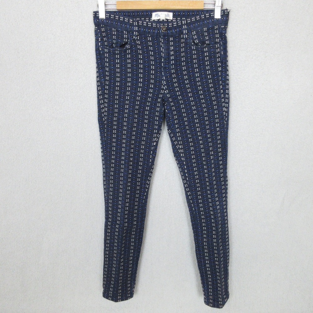 Madewell‎ Akle Pants Womens Size 28 Blue Patterned Slim Fit Casual